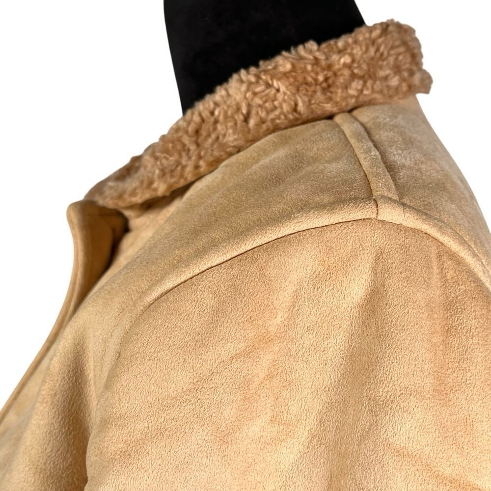 County Clothing Company Tan Western Jacket Faux Suede Shearling Sherpa Cropped - Picture 5 of 16